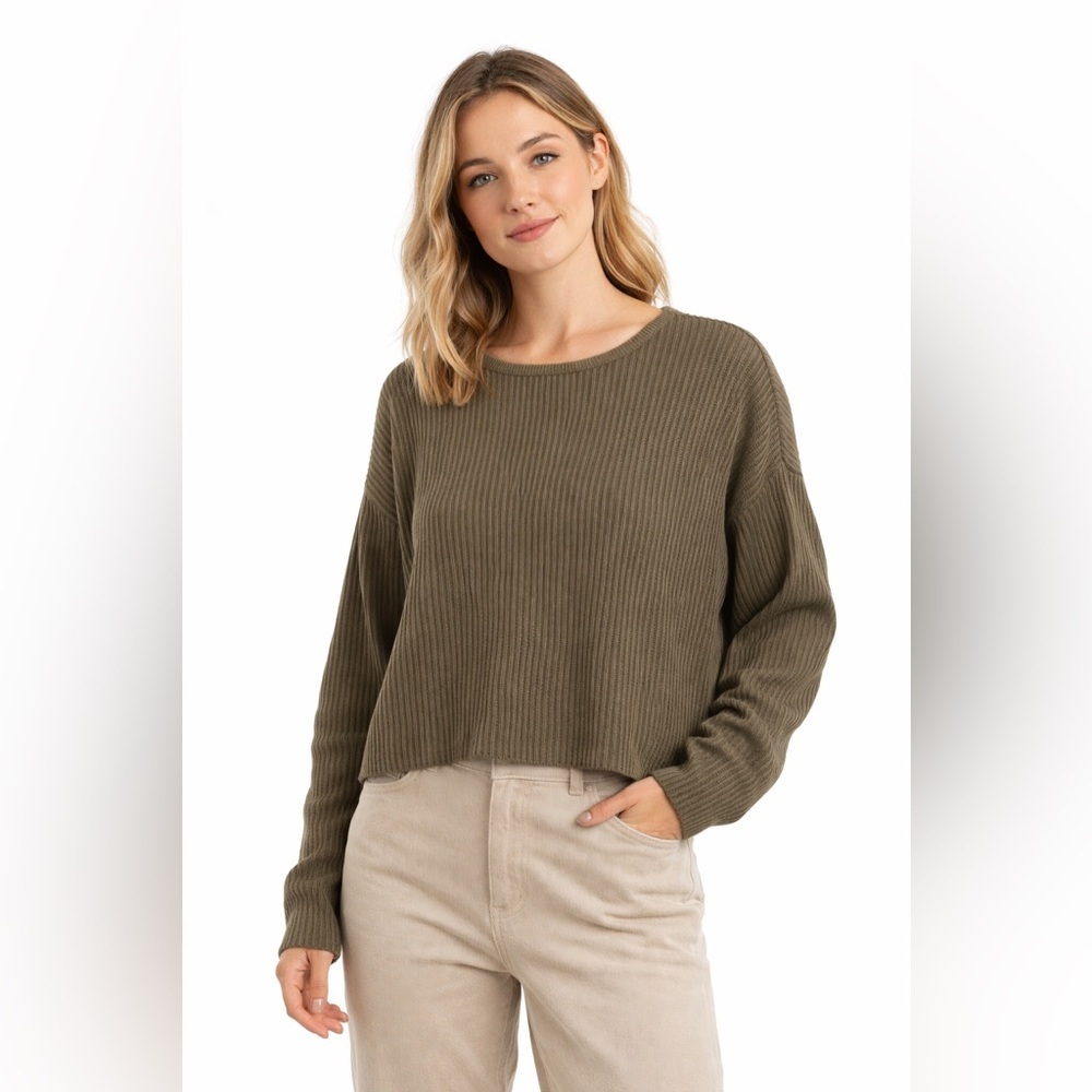 Kendall & Kylie Ribbed Sweater Olive Green